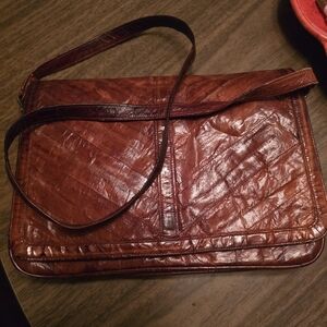 Eel Skin Vintage Brown Crossbody Bag